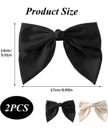 Hair Clips with Bow 2 Hair Accessories for Women Pure Colour Hair Bow Soft Satin Hair Bows for Girls Fashions Girls Hair Accessories Spring Clip Hair Jewellery Black Bow Beige Hair Bow for Women Girls - Buy Online on GoSupps.com
