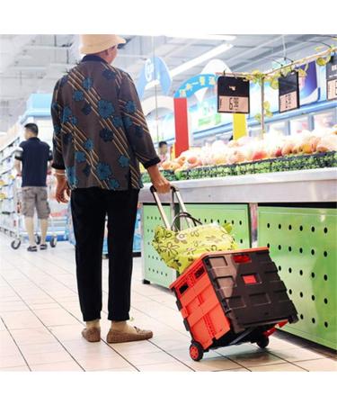 Cart Two-Wheeled Collapsible Handcart with Blue Lid Rolling Utility Cart with Seat Heavy Duty Lightweight - Buy Online on GoSupps.com