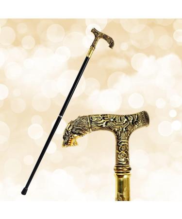 Wolf Head Brass Handle Walking Cane Crutches Walking Stick Fashion Party Walking Canes Elegant Hand Crutch Daily Living Balancing Mobility Aid for Elderly Men Women Seniors & Handicap - Buy Online on GoSupps.com