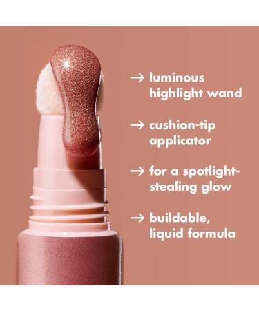 e.l.f. Halo Glow Highlight Beauty Wand Liquid Highlighter Wand For Luminous Glowing Skin Buildable Formula & Ultimate Blending Brush Vegan Makeup Tool Dome-Shaped Champagne Campaign Compact + Brush - Buy Online on GoSupps.com