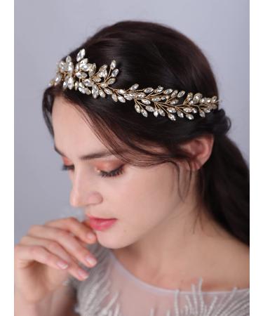 JWICOS Crystal Wedding Headband Bridal Hair Vine - Gold Prom Hair Accessories - Buy Online on GoSupps.com