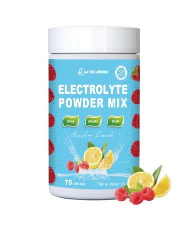 Electrolytes Powder No Sugar Keto Hydration Electrolyte Drink Mix Supplement for Energy Muscle Function - Enhanced with Himalayan Salt +BCAAs +Vitamins Non-GMO (Raspberry Lemonade 75 Servings)