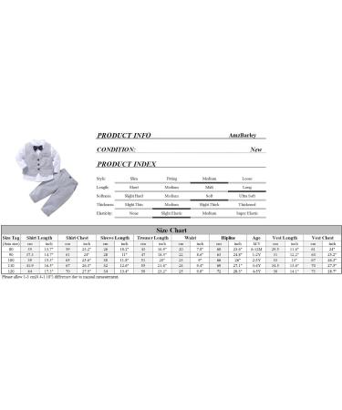 AmzBarley Baby Boys Gentlemans Outfit Suit | Dress Shirt, Pants, Vest, Bowtie | Grey | 4-5 Years - Buy Online on GoSupps.com