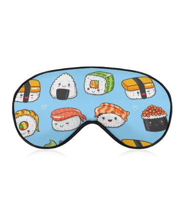 Kawaii Sushi Sleep Mask Eye Cover for Sleeping Blindfold with Adjustable Strap Blocks Light Night Travel Nap for Men Women