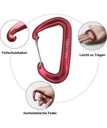 Buy 6 Heavy-Duty Aluminum Carabiner Hooks - 12KN (1200kg) for Climbing Camping & Backpacking - Durable Keychain - Red - Buy Online on GoSupps.com