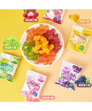 5 flavors Peeling fruit juice fudge 50% Juice Content gummy candy white peach Peeling Fruit Fudge Mango gummies grape Litchi sugar soft candy Toffee Healthy Candy Snacks Chinese Snacks gift (10bag) - Buy Online on GoSupps.com