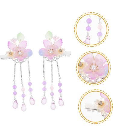 FOMIYES 1 Pair Floral Tassel Headdress Traditional Hair Clips Asian Hairpins Bride Hair Clip Vintage Hair Clips Chinese Hair Accessories Purple Sweet Plastic China Child - Buy Online on GoSupps.com