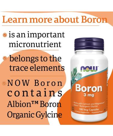 Now Foods Boron 3mg 100 Vegan Capsules | Lab-Tested | Gluten-Free, Soy-Free, Vegetarian - Buy Online on GoSupps.com