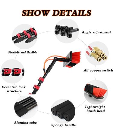 Telescopic Pole Water Line Brush Telescopic Window Cleaner Water Washing Brush Kit Windows Cleaning and Washing Tool for Solar System Cleaning and Window Cleaning 24FT/7.2M - Buy Online on GoSupps.com