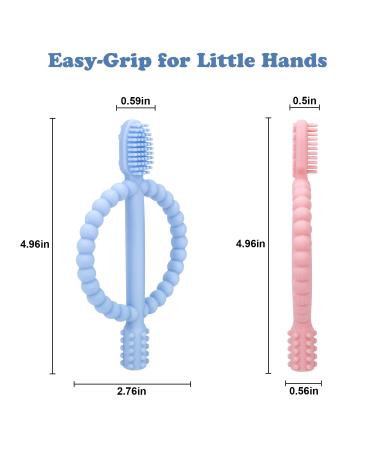 Buy BPA-Free Baby Biting Toys & Toothbrush Set - Soothing Silicone Teething Rings (Blue & Pink) for 3+ Months - Safe & Stimulating Gum Relief - Buy Online on GoSupps.com