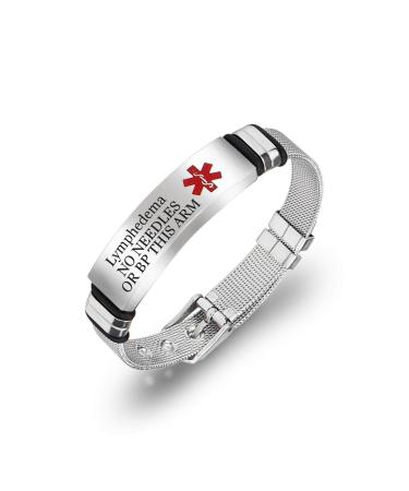 Free Custom Engraving Women Men's Stainless Steel Medical Alert Disease Awareness Bracelet Adjustable Emergency ID Bangle for Adults Kids