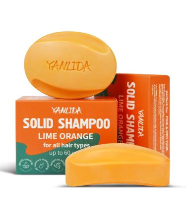 Solid Shampoo Conditioner Bar 2-In-1 Citrus Bar Shampoo for Dry Itchy and Oily Scalp pH Balanced Vegan Shampoo Bars for Hair Strengthening Cleansing Moisturize Cruelty-Free 3 oz (Pack of 2)