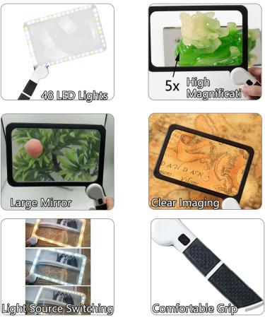 MANJIAMEI Magnifying Glass with Light for Reading 3X Reading Magnifier with 48 LEDs 3 Lighting Modes Folding Handheld Large Screen for Seniors Newspaper Books Small Print - Buy Online on GoSupps.com