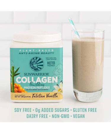 Sunwarrior Collagen Protein Peptides with Hyaluronic Acid & Biotin - Tahitian Vanilla 17.6 oz - Buy Online on GoSupps.com