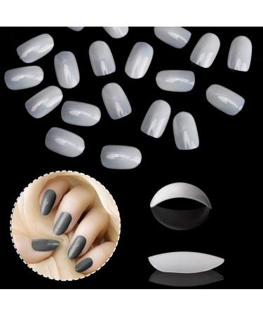 Noverlife 1200PCS Clear & Natural Round Acrylic Fake Nails - 10 Sizes Full Cover Short Oval False Nails for Nail Salon DIY Nail Design - Buy Online on GoSupps.com