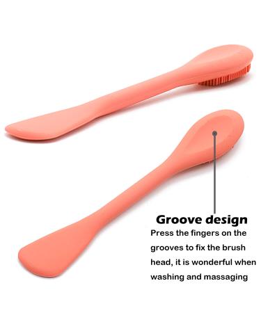Silicone Face Mask Brush for Gentle Exfoliating & Mask Application - Orange/Dark Blue - Buy Online on GoSupps.com