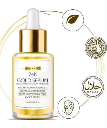 Unisaif Face Serum with Vitamin C l 24K Gold face Serum For Instant Glow l Lightening Complexion Serum l Unisex Face Serum l Organic & Natural Face Serum For Men & Women | (12 ml) - Buy Online on GoSupps.com