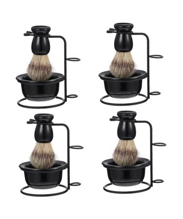 minkissy 4 Sets Beard Set Shaving Brush Organizer Shaving Brush Holder Shaving Brush Stand Shaving Brush And Bowl Shaving Brush Kit Shaving Sets For Men Man Shaving Soap Cosmetics Stainless Steel