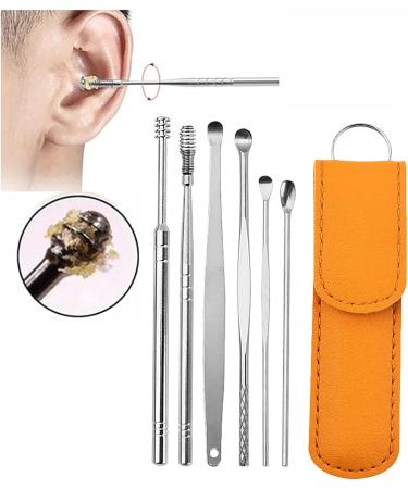 Innovative Spring Earwax Cleaner Tool Set - 6-in-1 Ear Wax Removal Kit - Reusable Ear Pick Tools - Yellow - Buy Online on GoSupps.com