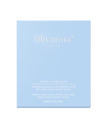 Instant Hydra Glow Hyaluronic Acid Sheet Mask - Hydrating Face Masks - Aloe Vera and Brown Algae for Dry Sensitive Skin - 5 Pc