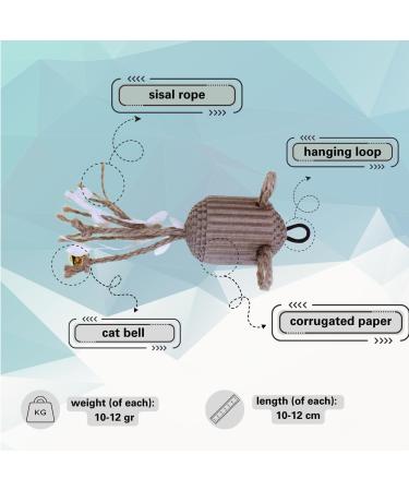 Pawfect Family Corrugated Cardboard Cat Toy Set: 5 Scratcher Toys with Sisal Rope & Hanging Loops Suitable as Replacement for Cat Wand - Buy Online on GoSupps.com
