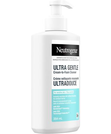 Neutrogena Ultra Gentle Cream-to-Foam Cleanser Face Wash for Sensitive Skin Dry Skin Cleanser Dermatologist Tested Hypoallergenic Cica Fragrance Free 354mL - Buy Online on GoSupps.com