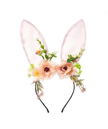 amangul Flower Headbands with t Ears Flower Crown For Wedding Party Supply Floral Garlands Hair Wreath Floral Headbands(Pink)