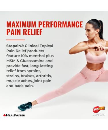 Stopain Pain Relief Clinical Gel 4oz 2 Pack Made in USA Maximum Performance Pain Relief with 10% Menthol plus Glucosamine for Muscle Aches Joint Pain and Arthritis - Buy Online on GoSupps.com