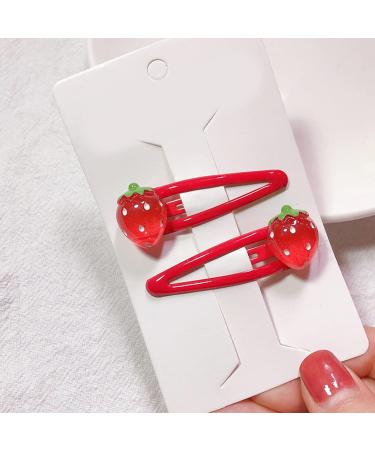 Buy Cute 3D Strawberry Hair Clips for Kids | Cartoon Resin Snap Hair Accessories - Buy Online on GoSupps.com