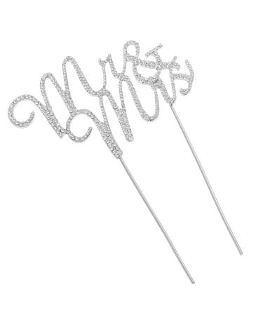 Mrmrs Cake Plug Cake Topper Engagement Cake Sign Decor Mr Mrs Cake Picks Anniversary Cake Decor Cupcake Insert Topper Mr Mrs Cake Decoration Bride Paper Cup Alloy Plus Drill Silver 17.5X13CM