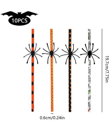Halloween Straws - Decorative Drinking Paper Straws with Spider Design Halloween Decorative Drinking Straws Halloween Supplies for Kids Pochy 10 Spiders - Buy Online on GoSupps.com
