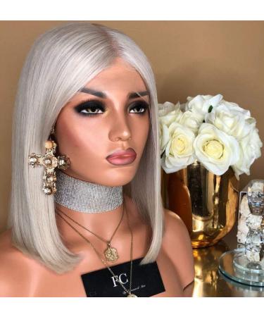 Buy BGHJUE N White Bob Straight Synthetic Wig - 50% Human Hair Left Side Parting for Women - International Shipping Available - Buy Online on GoSupps.com