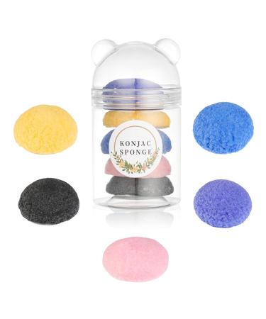 Natural Konjac Facial Sponges for Gentle Face Cleansing and Exfoliation Smooth Beauty Essential Tools 5pc. Set