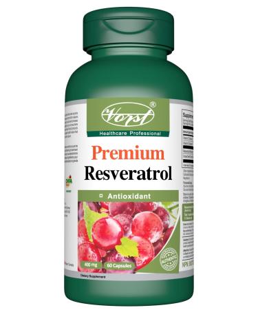 VORST Resveratrol Supplement 400mg 60 Capsules with Grape Seed Extract and Vitamin C & E | Antioxidant Pills for Anti Aging Skin Care & Immune System | Powder Pills | 1 Bottle 60 count (Pack of 1)