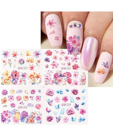 Floral Leaf Nail Stickers - 12 Sheets, Blooming Flowers Water Transfer Decals for Spring and Summer Nail Art - DIY Manicure Accessories for Women and Girls - Buy Online on GoSupps.com
