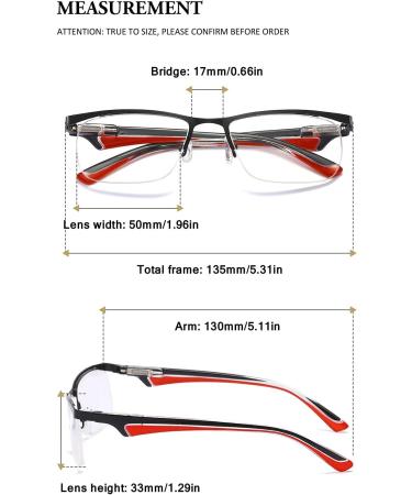 VEVESMUNDO Men's & Women's Reading Glasses - Metal Half Frame 2.5x Diopters 4 Colors Available - Buy Online on GoSupps.com