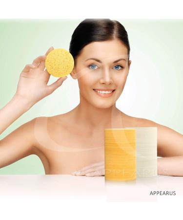 APPEARUS Compressed Natural Cellulose Face Sponges (25 Count) | Made in USA | Facial Cleansing and Exfoliating | Cosmetic Spa Sponges - Yellow - Buy Online on GoSupps.com
