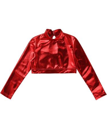 easyforever Kids Girls Metallic Mock Neck Dance Crop Top Red - Size 10 Years - Buy Online on GoSupps.com