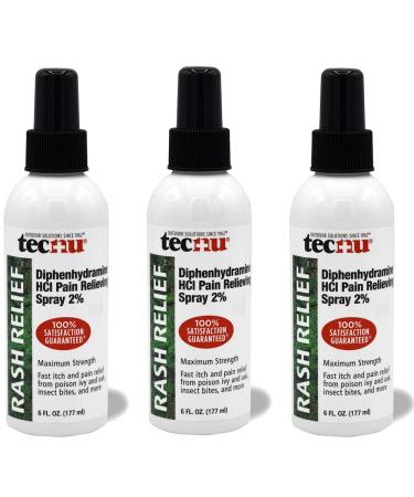 Tecnu Rash Relief Spray Maximum Strength Immediately Relieves Pain and Itching of Insect Bites Minor Burns Sunburn Minor Cuts 6 Ounce Bottle 3 Count