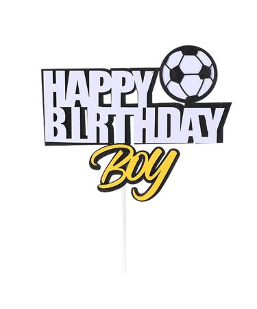 Football Cake Topper PT Haahoos Happy Birthday Boy Football Cupcake Toppers Soccer Theme Cake Decorations for Boys Men Football Themed Birthday Party Supplies