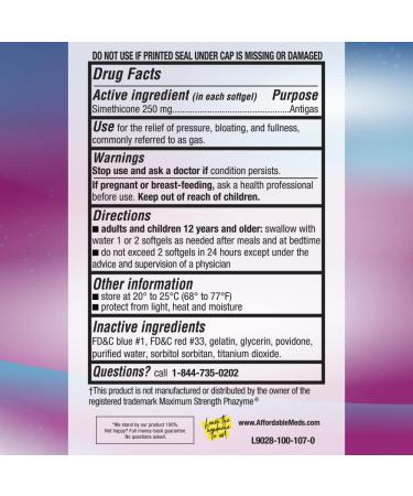 BARE & BETTER Gas Relief SoftGels 250mg - 100 Count Value Size - Maximum Strength Simethicone for Fast Relief - Buy Online on GoSupps.com