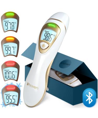 IPROVEN Pro Series - Bluetooth Ear and Forehead Thermometer for Adults  Kids  Babies (Superior Accuracy  Upgraded Fever Alarm  Quiet Vibration Alerts) Digital Infrared Thermometer  Hypothermia Alarm DMT-77 Bluetooth