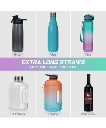 12 Pack Extra Long 14.5 Reusable Silicone Straws for Large Bottles - Flexible Straws for 1 Gallon Tumbler - Includes 2 Cleaning Brushes - Buy Online on GoSupps.com