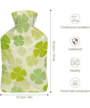 Clover Green Hot Water Bottle with Plush Cover - Comforting Bed Warmer for Adults & Kids | 26.5x15.3cm - International Shipping Available - Buy Online on GoSupps.com