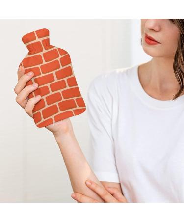Red Brick Wall Hot Water Bottle with Plush Cover - Hand Warmer for Adults & Kids 26.5x15.3cm - International Shipping Available - Buy Online on GoSupps.com