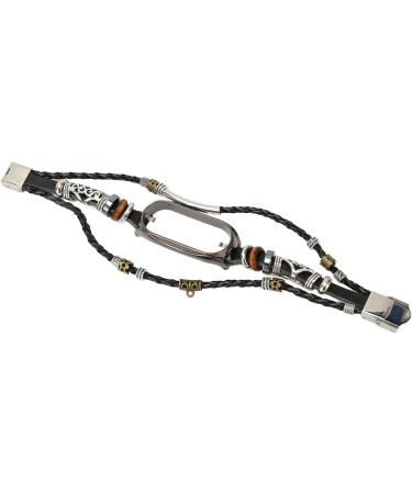 Leather Strap Watch Strap Adjustable Vintage Durable Flexible Replacement Metal Watch Strap For Men For Everyday (Black and Black) - Buy Online on GoSupps.com