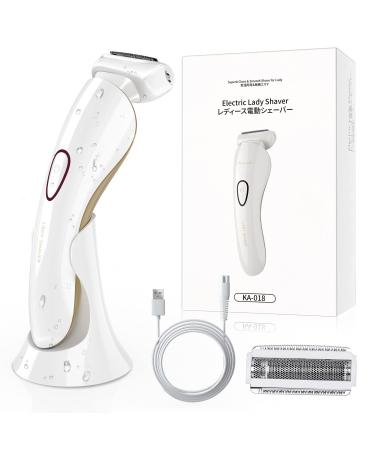 Electric Razor for Women Electric Shaver Bikini Trimmer Body Hair Removal for Legs and Underarms IPX7 Waterproof Wet and Dry Painless Cordless Ladies Shaver with LED Light & Detachable Head