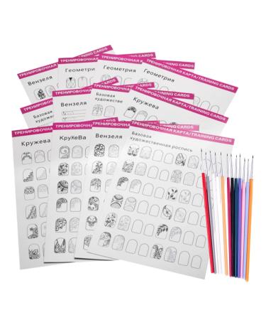 minkissy 1 Set Manicure Exercise Book Nail Manicure Kit Fountain Pen Kit Pen Kits Manicure Training Cards Nail Art Practice Kit Nail Art Practice Templates Nail Practice Drawing Template