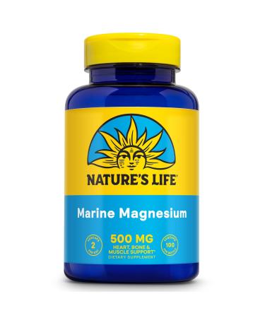 Nature's Life Marine Magnesium 500mg | Healthy Digestion & Regularity Formula with Magnesium Hydroxide from Northern Sea Waters | 100 Vegetarian Caps
