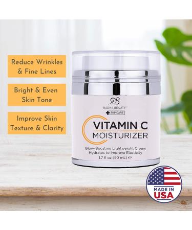 Radha Beauty Glow Boosting Vitamin C Moisturizer - Luxury Anti-Aging & Brightening Cream for Face Neck & Decollete - 1.7 fl oz Suitable for All Skin Types - Buy Online on GoSupps.com